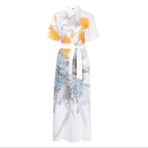 Adam Lippes Floral Print Poplin Shirt Dress